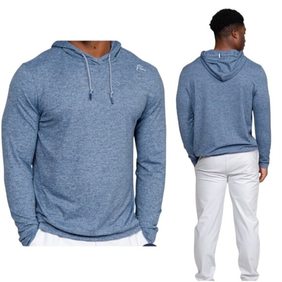 Rhoback Hesi Men's Large Heather Blue Performance Long Sleeve Pullover Hoodie - Picture 1 of 13